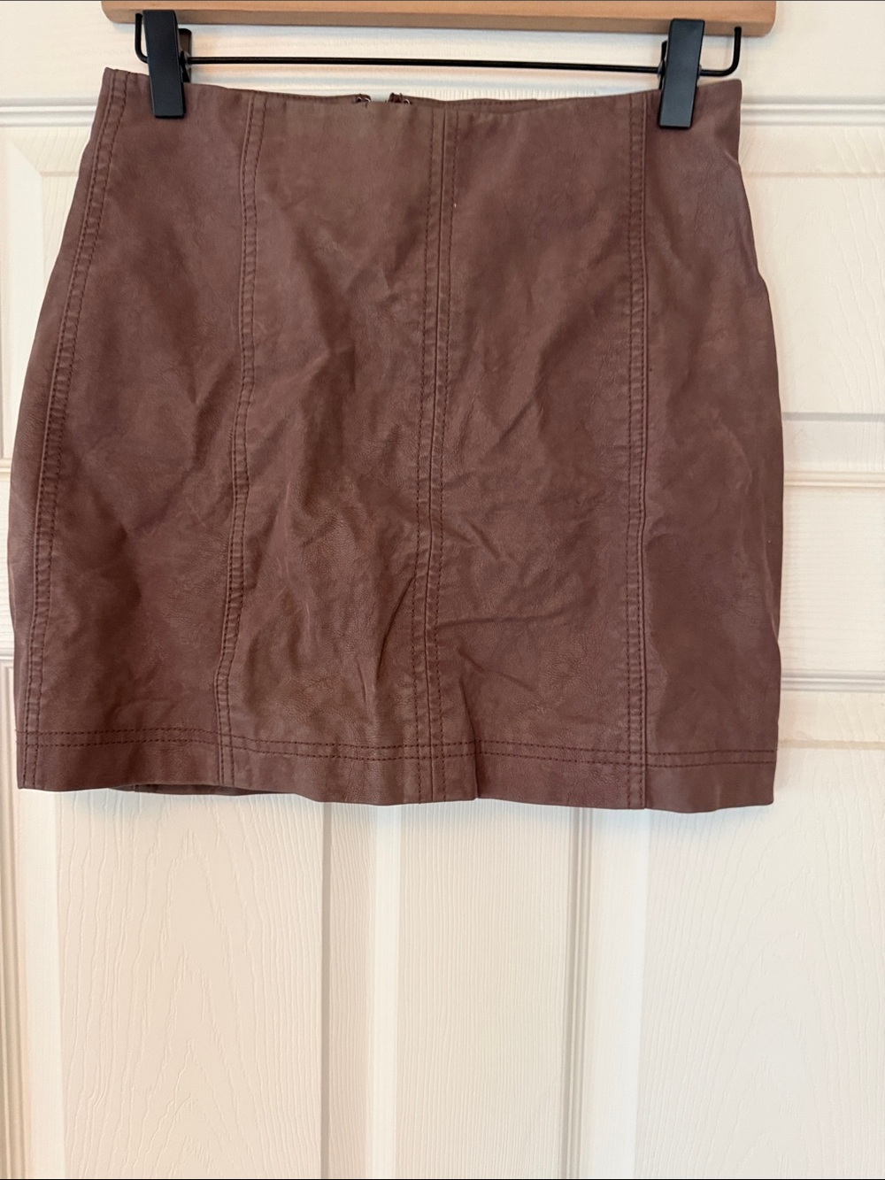 Free People Chocolate Brown Faux Leather Mini Skirt